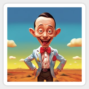 pee wee herman sticking out his tongue on the photo, art Sticker